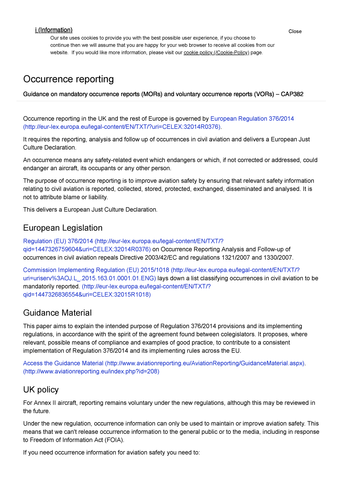 Occurrence Reporting UK Civil Aviation Authority - I (Information) Our ...