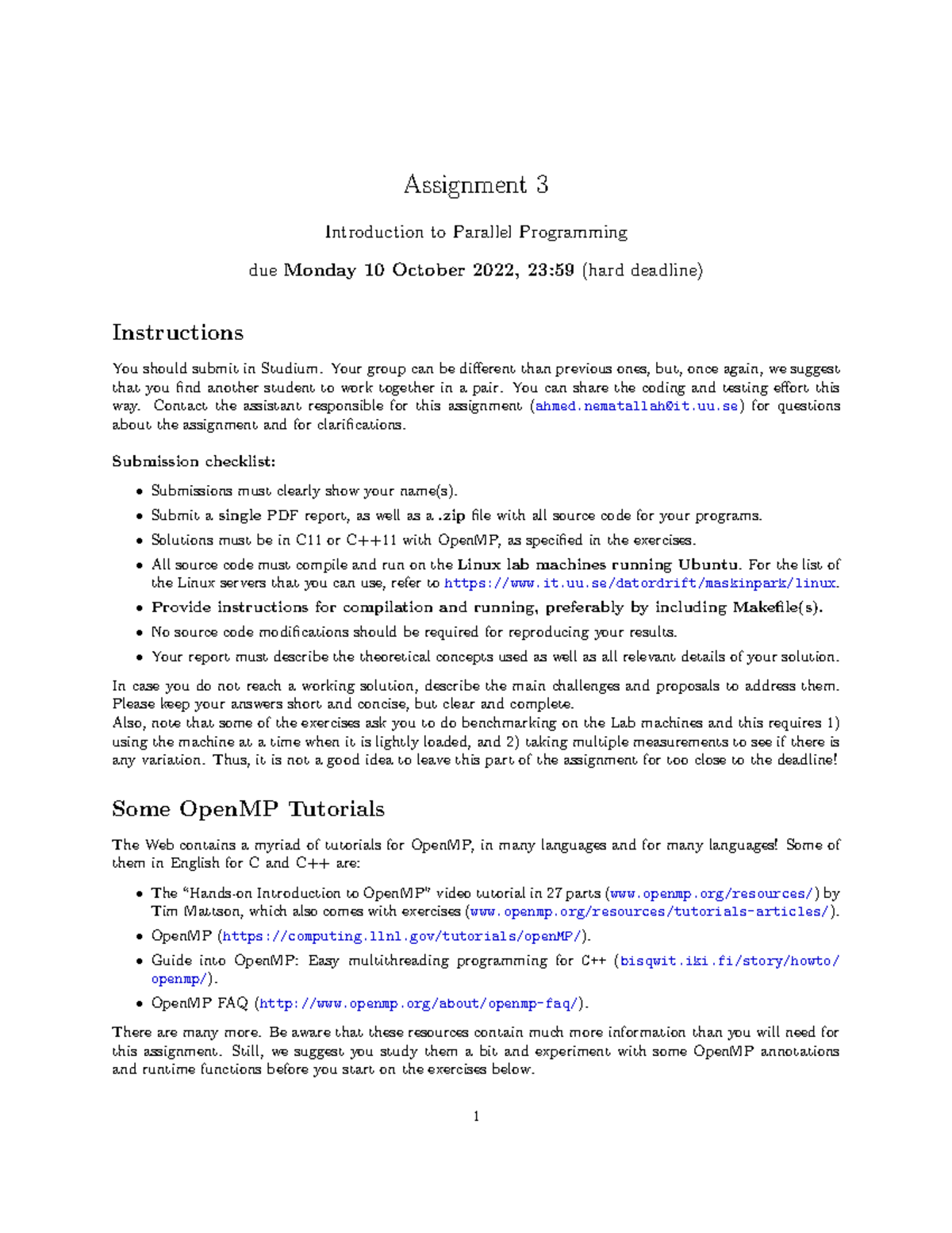 Assignment 3 - Autumn 2022 - Assignment 3 Introduction to Parallel ...