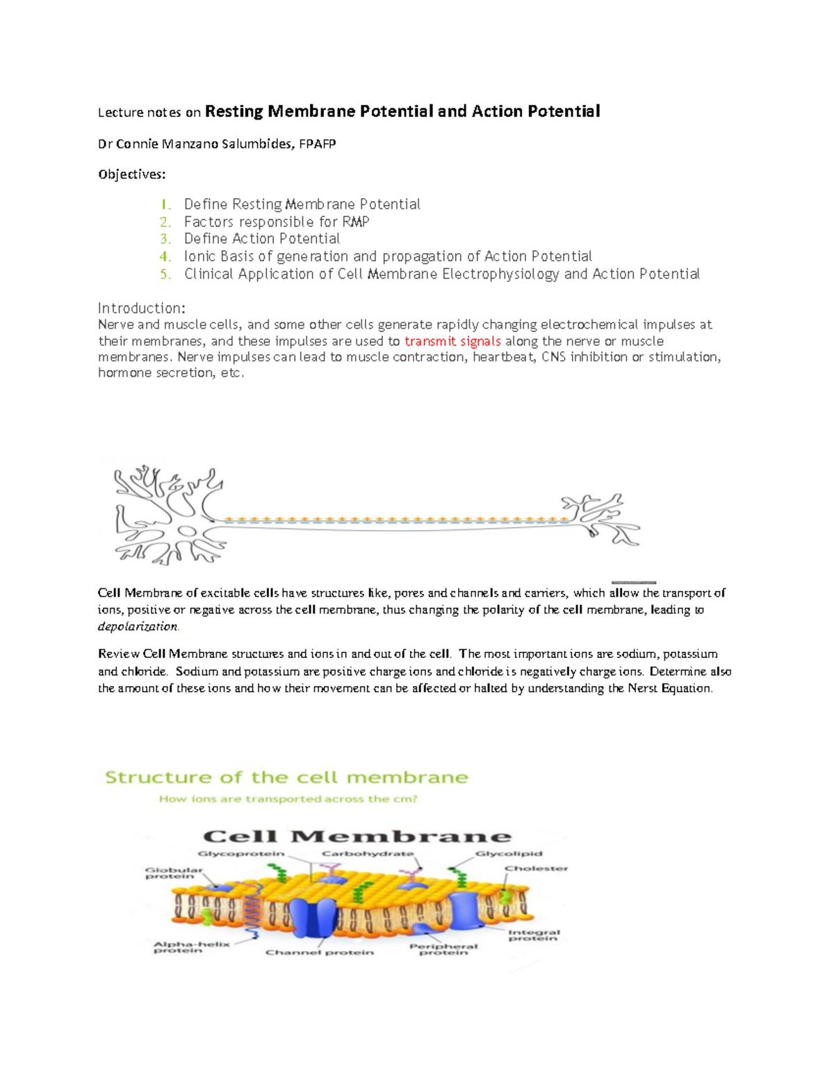 Membrane potential and action - Define Resting Membrane Potential 2 ...