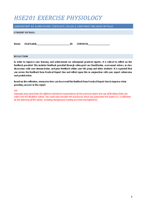 HSE201 Prac 1 submission template 1 - HSE201 EXERCISE PHYSIOLOGY AT1 ...