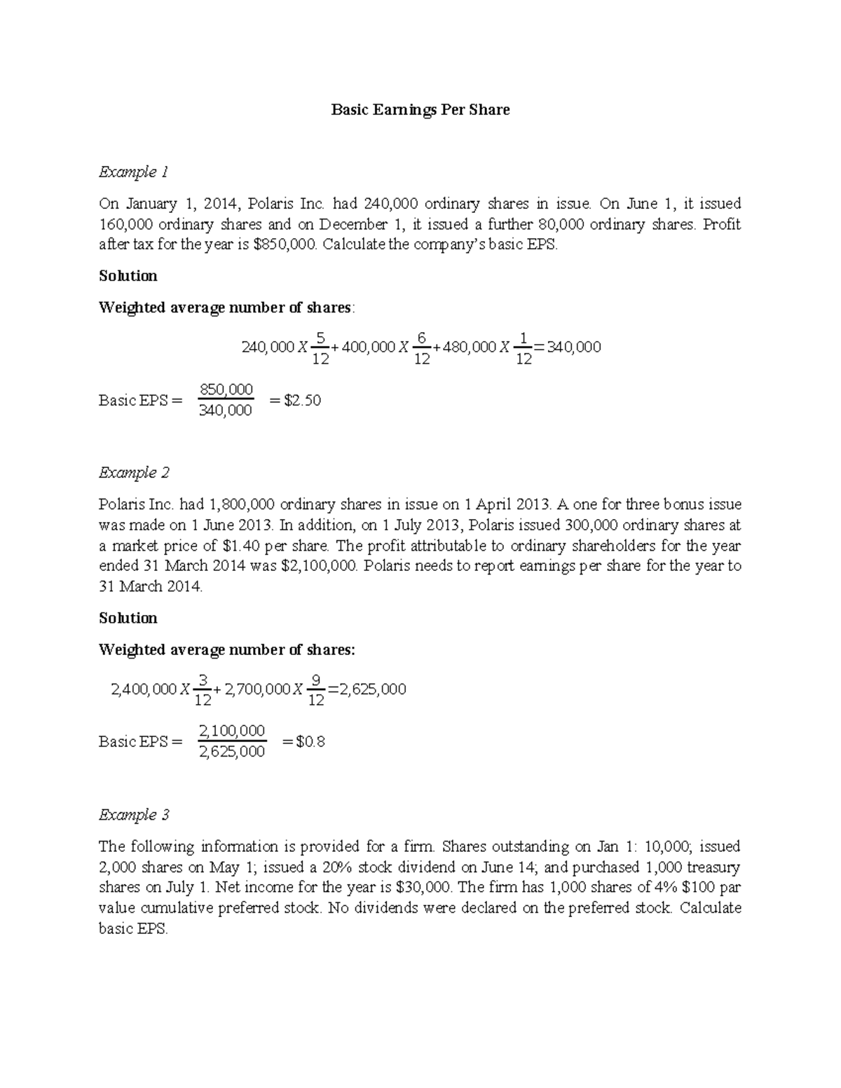 2. Basic Earnings Per Share not answered - Basic Earnings Per Share ...