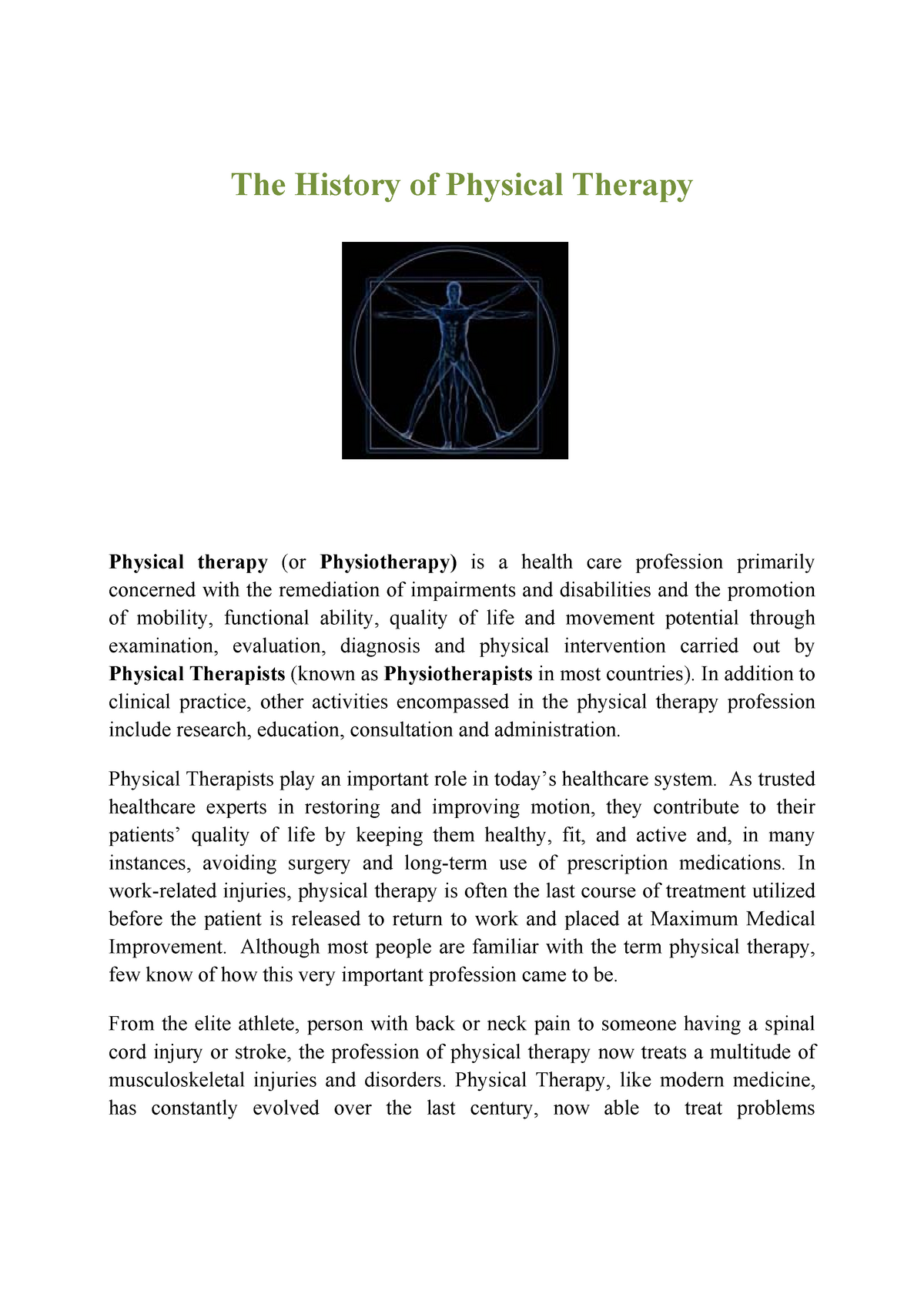 The History Of Physical Therapy - Introducción A La Fisioterapia ...