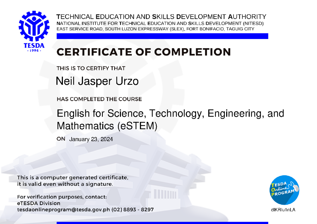 Certificate of Completion 01 - Social teaching - Neil Jasper Urzo ...