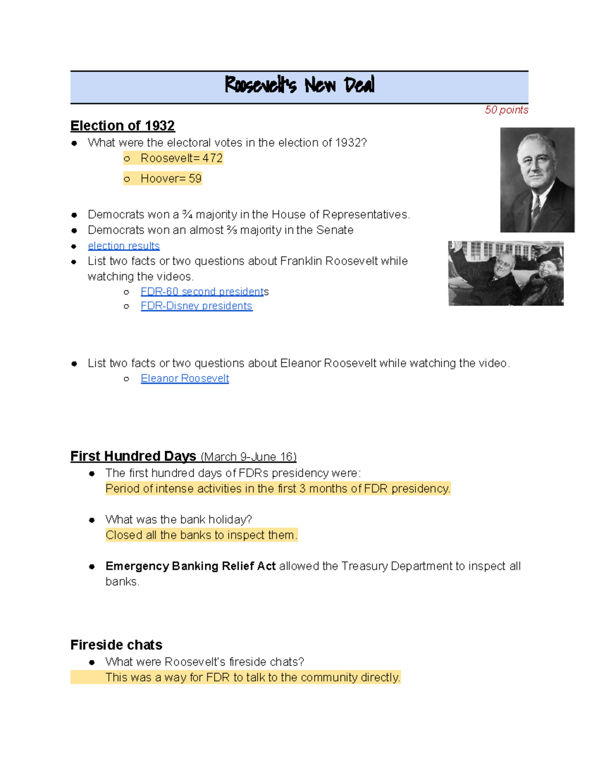 Roosevelt’s New Deal Question and Answers about Roosevelt New Deal