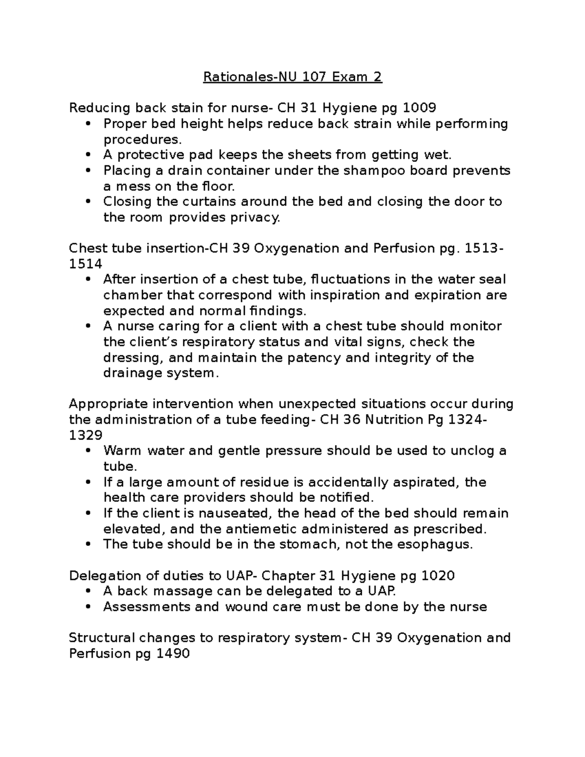Rationales exam 2 - Rationales-NU 107 Exam 2 Reducing back stain for ...