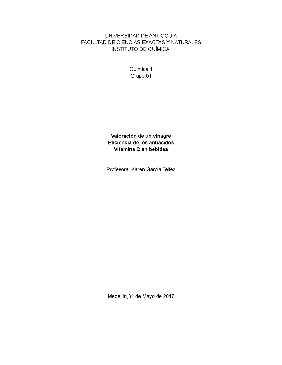 Informe 5 Nota 8 8 Quimica 216 Udea Studocu