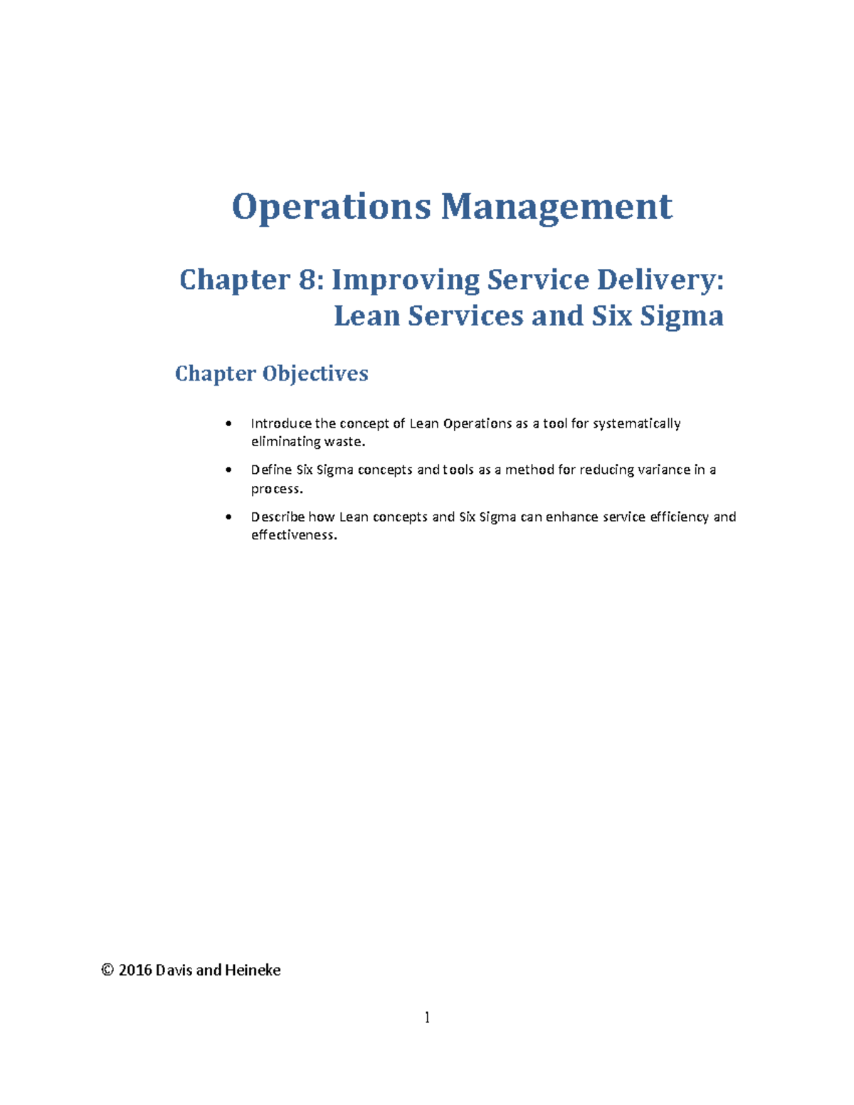 08 Improving Service Delivery Operations Management Chapter 8