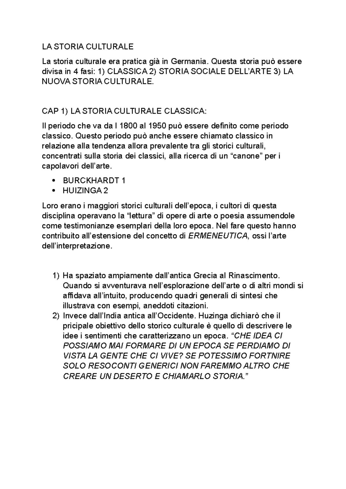 Storia Culturale - Questa Storia Può Essere Divisa In 4 Fasi: 1 ...