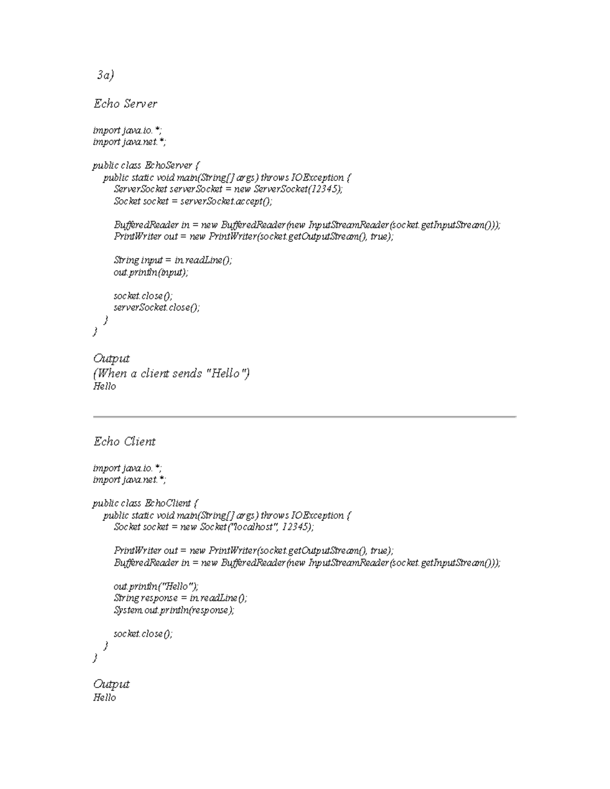 Cn lab - lab material - 3a) Echo Server import java.*; import java ...