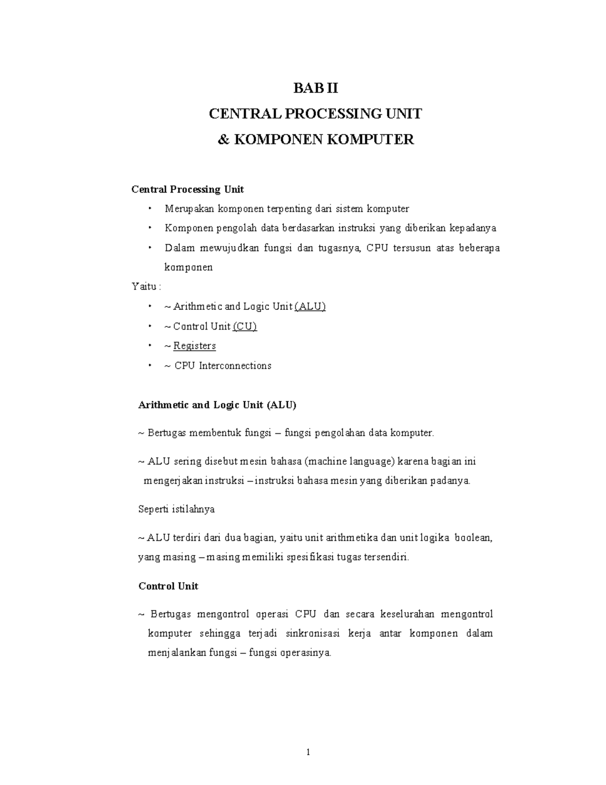 Pengantar Teknologi Informasi Bab 2 - BAB II CENTRAL PROCESSING UNIT ...