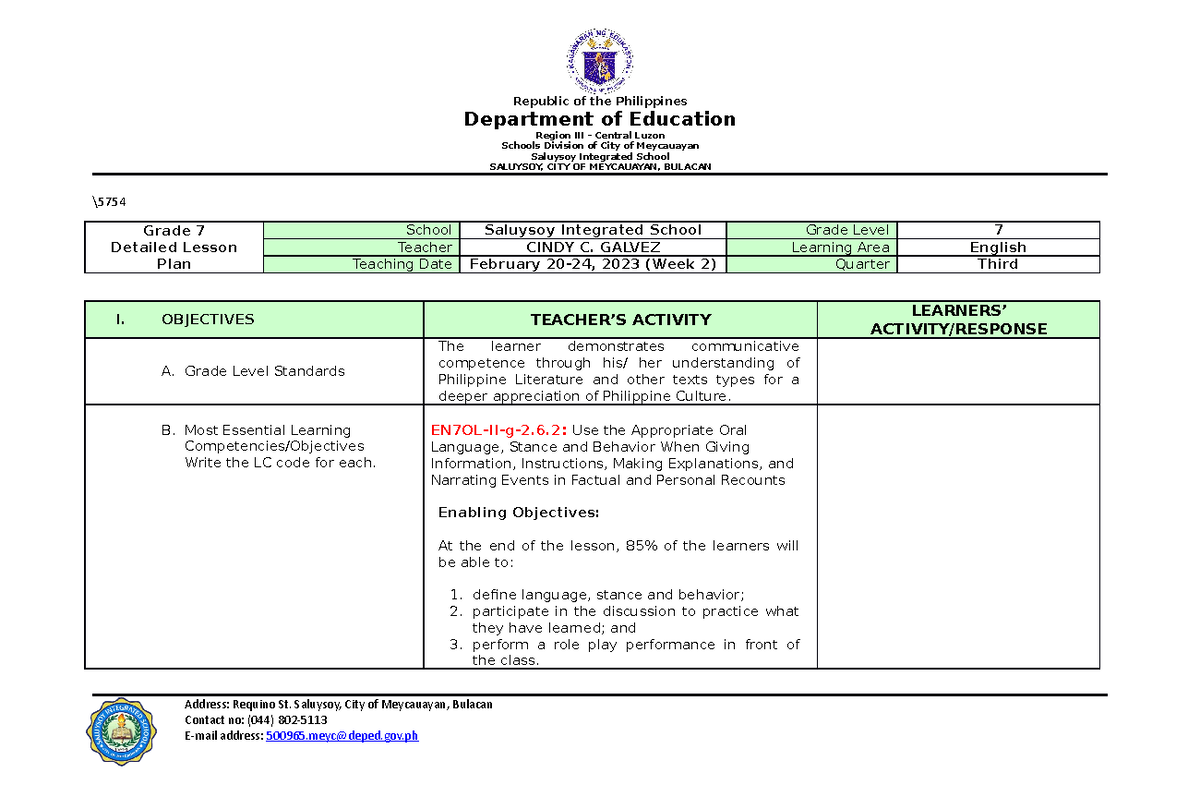 Galvez DLP ENG7 Q3 W2 - This is used for the second week of the third ...