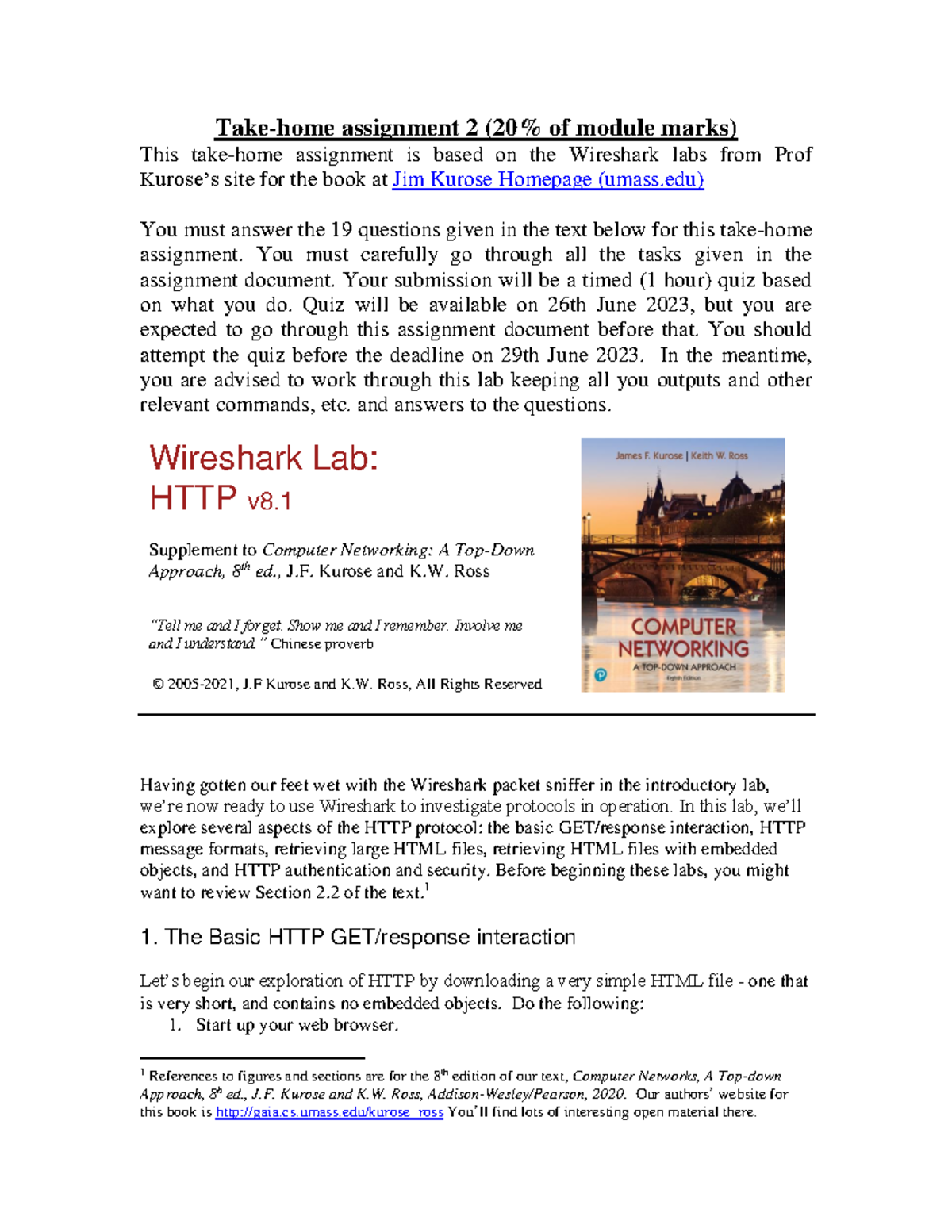 Wireshark HTTP v8.1-Take-home-assignment 2-22S1 - Take-home assignment ...