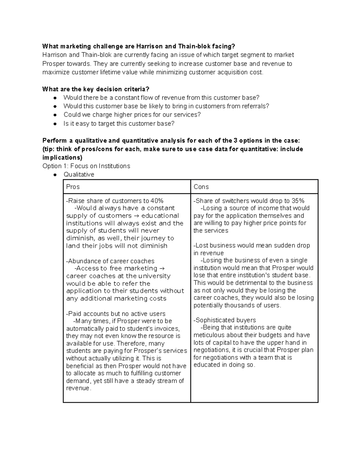 Prosper Case Analysis - Case - What marketing challenge are Harrison ...