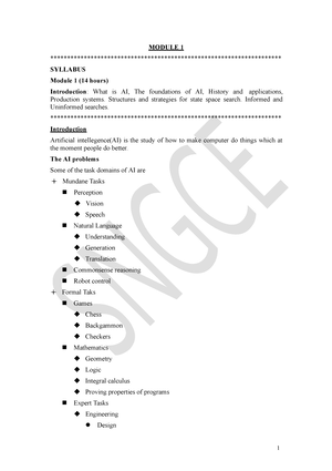 Artificial Intelligence Module 1 - Studocu