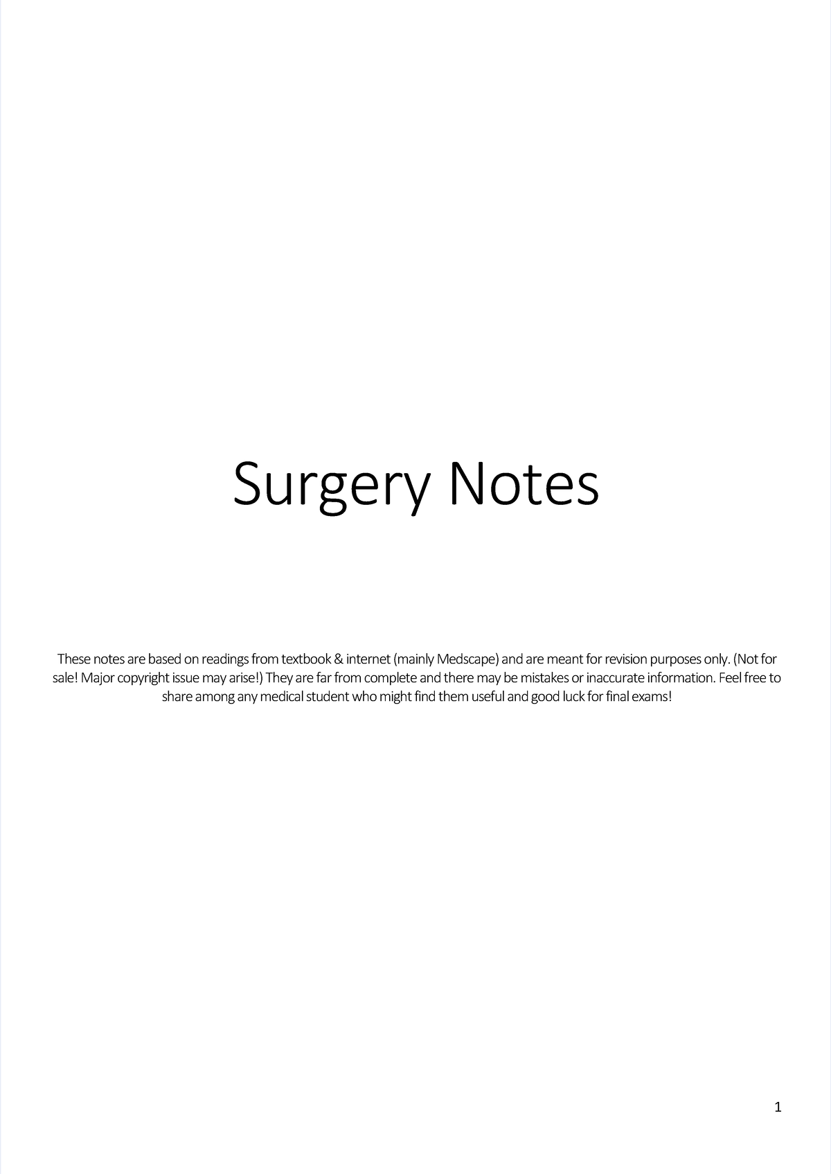 Surgicalnotespdf compress Surgery NotesSurgery Notes These notes