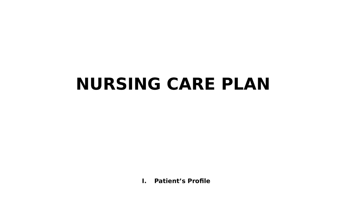 Nursing Care Plans for Cerebral Vascular Accident - NURSING CARE PLAN I ...