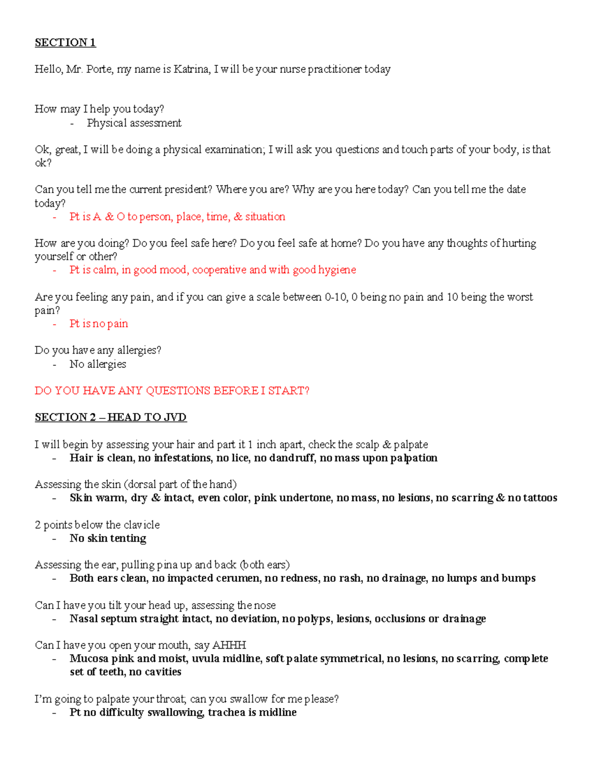 N 481L PA script - SECTION 1 Hello, Mr. Porte, my name is Katrina, I ...