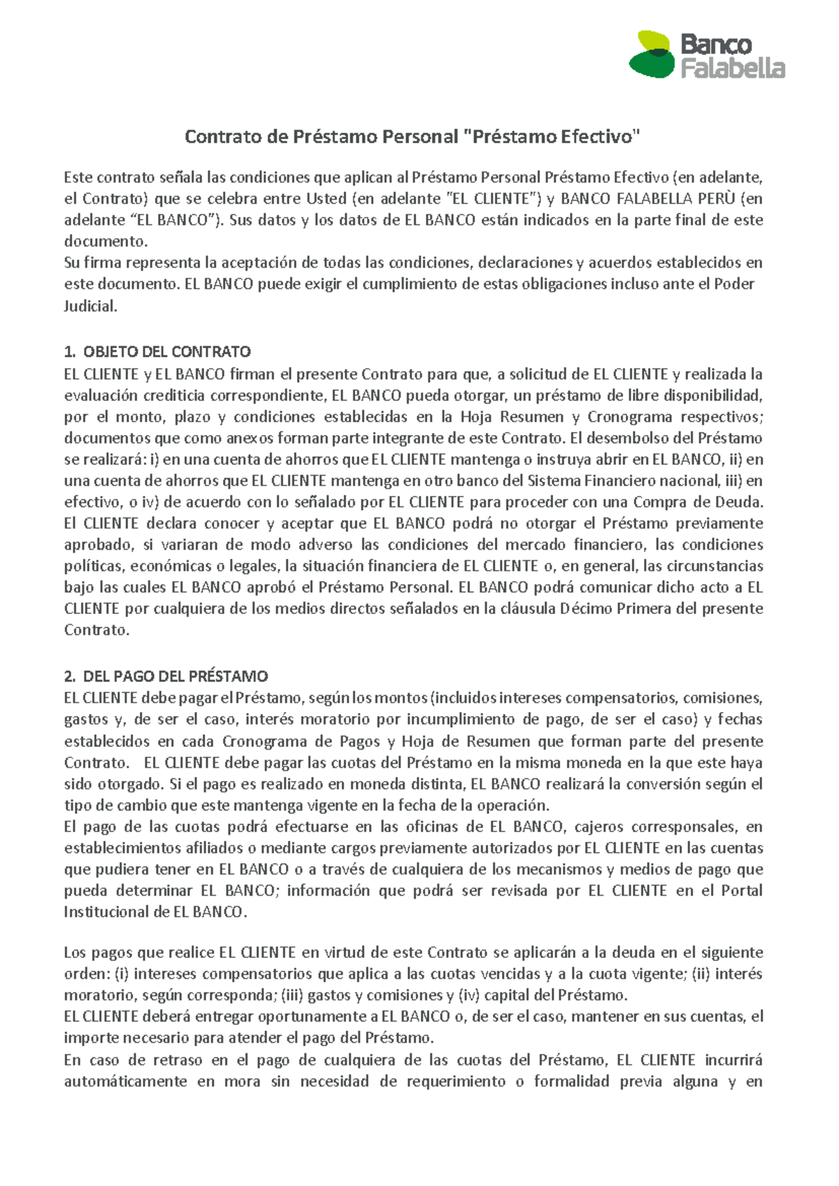 Contrato De Pr Stamo Efectivo - Contrato De Préstamo Personal "Préstamo ...