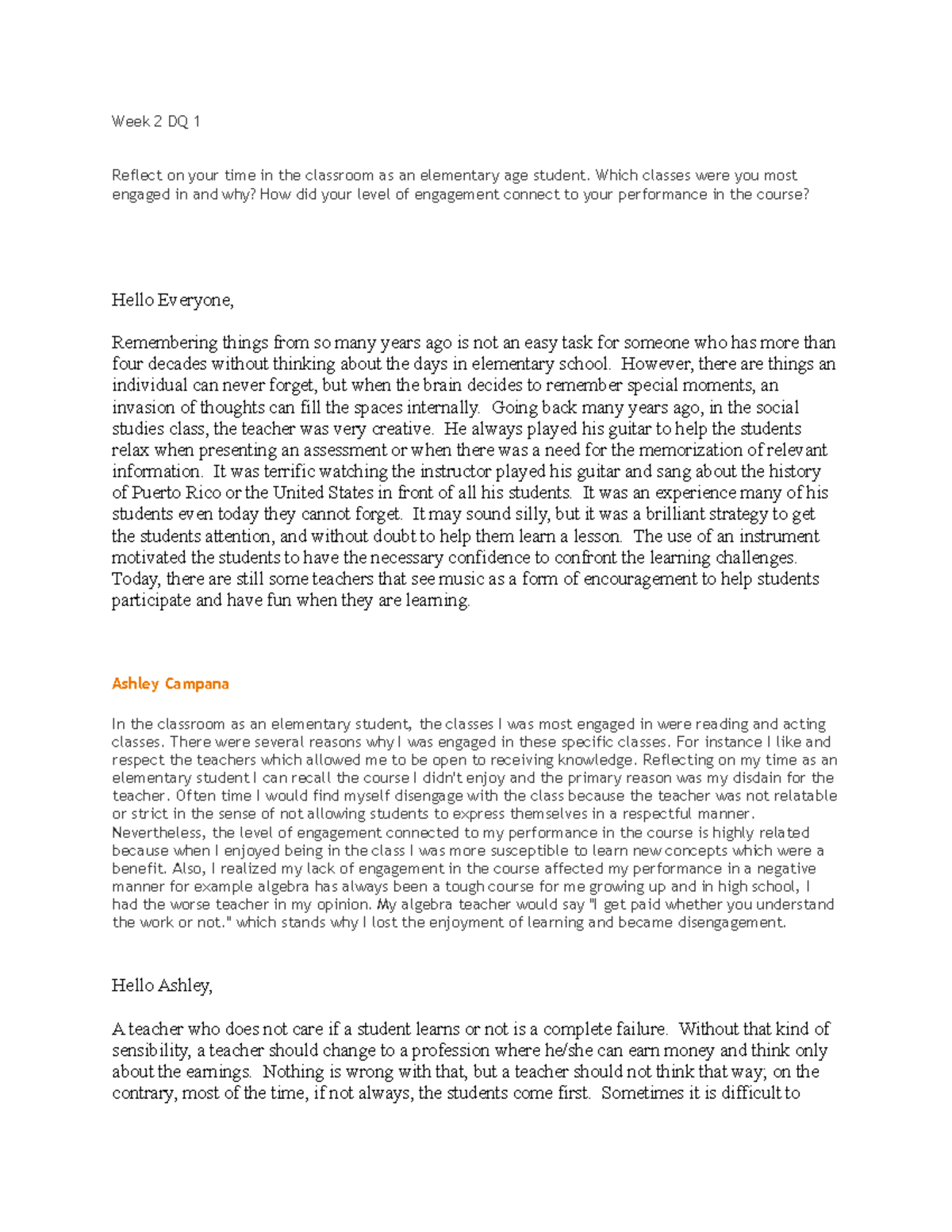 Week 2 DQ 1 - Here is a discussion questions answer. - Week 2 DQ 1 ...