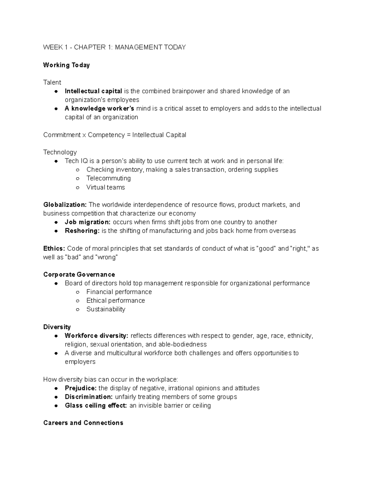 GMS Final Notes - WEEK 1 - CHAPTER 1: MANAGEMENT TODAY Working Today ...