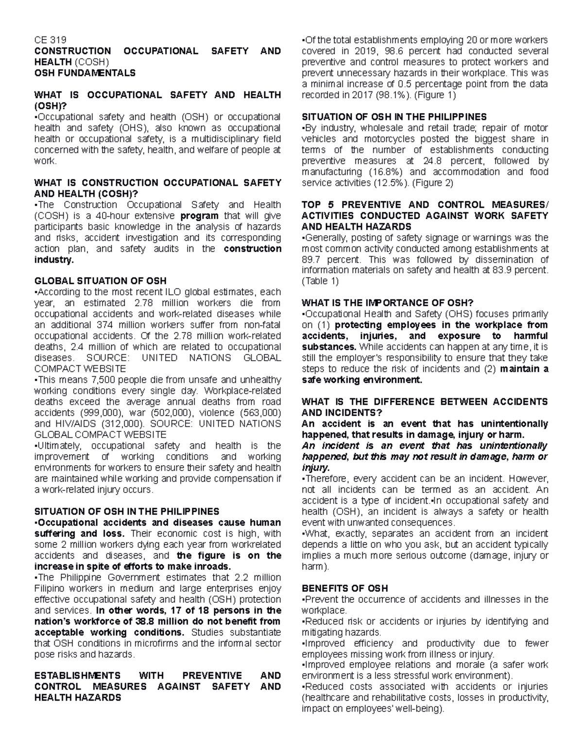 CONSTRUCTION OCCUPATIONAL SAFETY AND HEALTH WHAT IS CONSTRUCTION