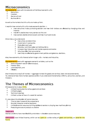 Microeconomics Notes - Microeconomics Microeconomics Deals With The ...