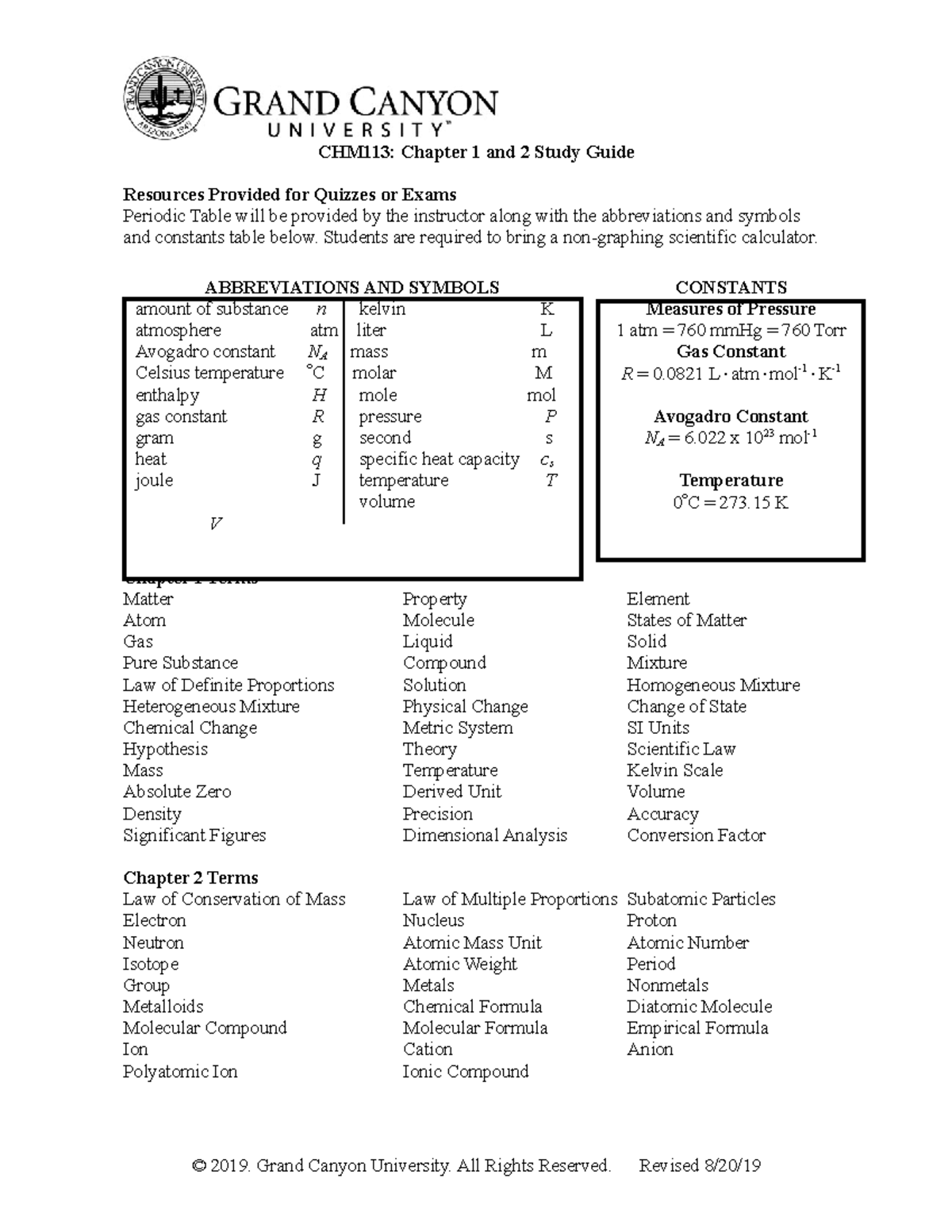 CHM113 Ch1and2 Study Guide - CHM113: Chapter 1 and 2 Study Guide ...