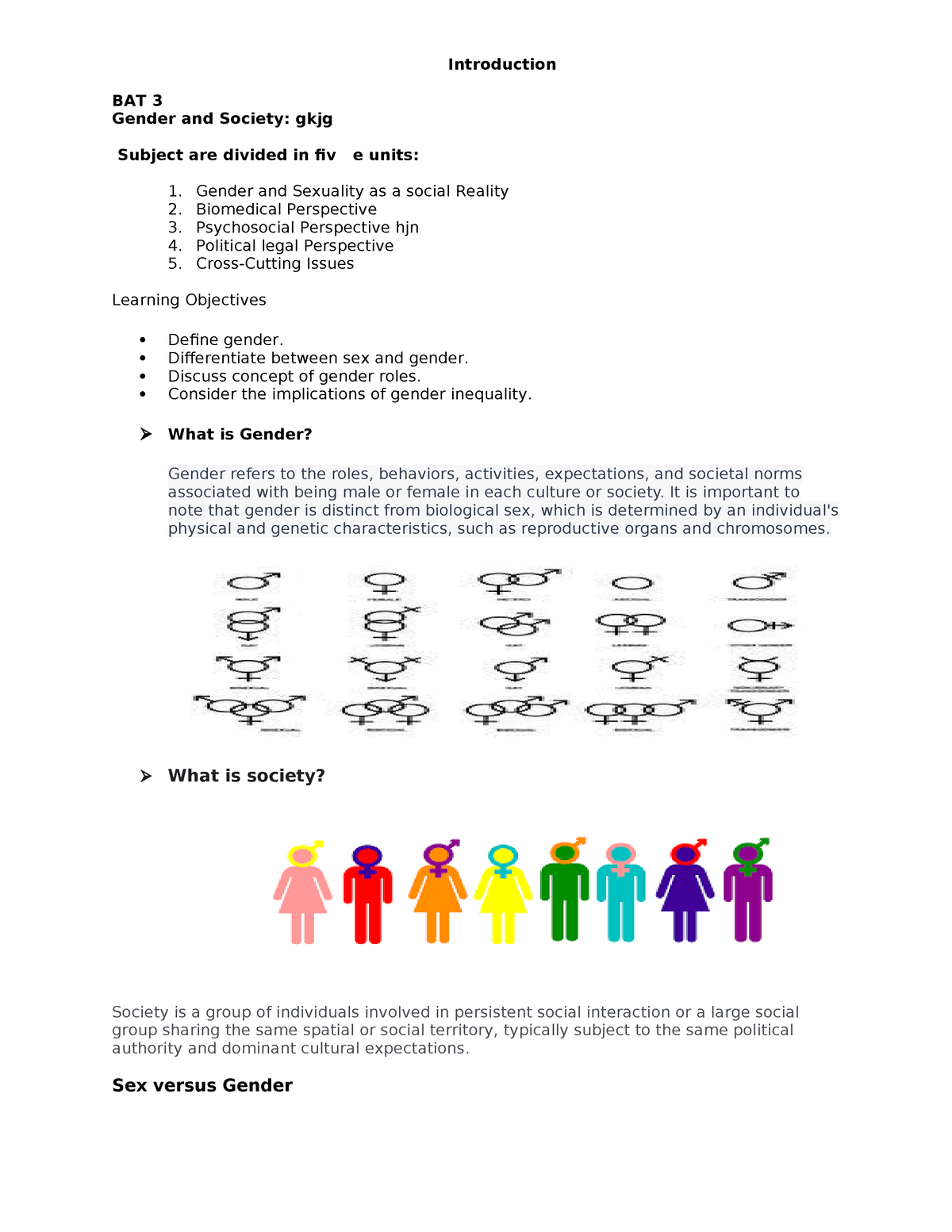 Gender And Society Introduction - Introduction BAT 3 Gender And Society ...