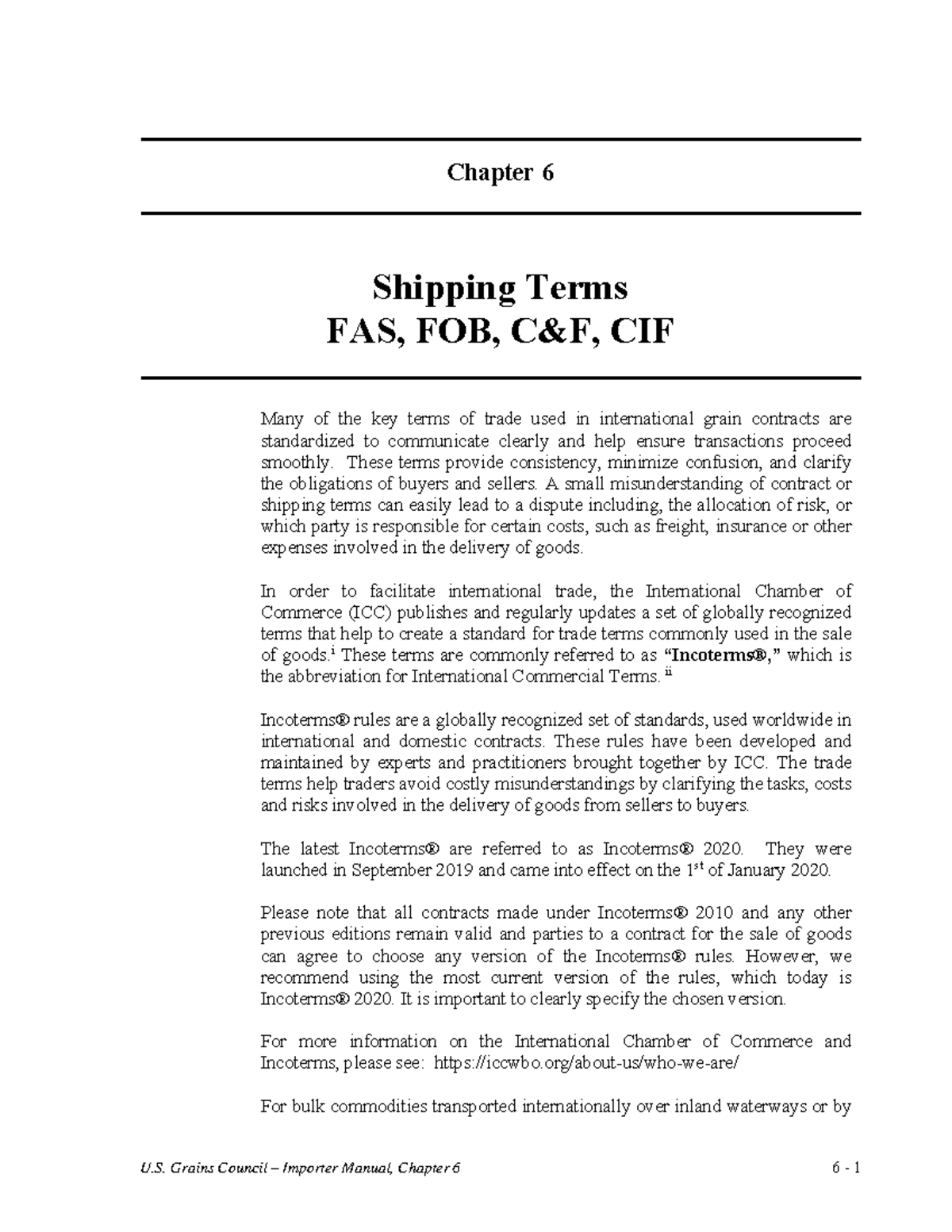 Chapter 6 Shipping Terms FAS FOB CF CIF 20220331 Final - Chapter 6 ...