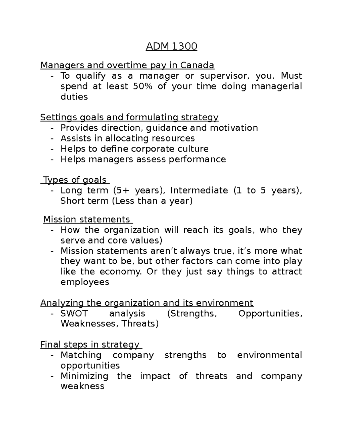 ADM 1300 - FALL 2021 - ADM 1300 Managers and overtime pay in Canada ...