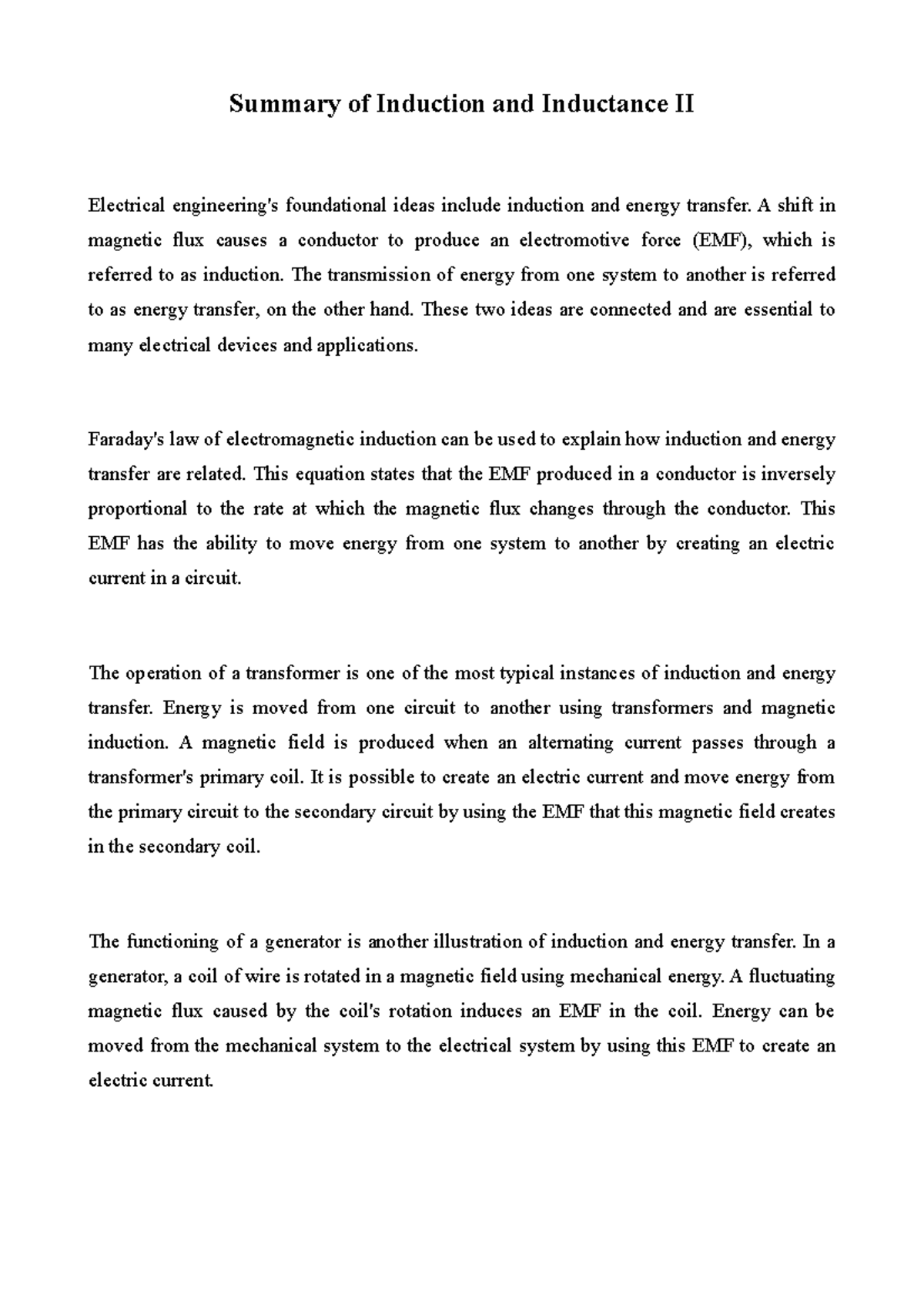 Summary of Induction and Inductance 2 - A shift in magnetic flux causes ...