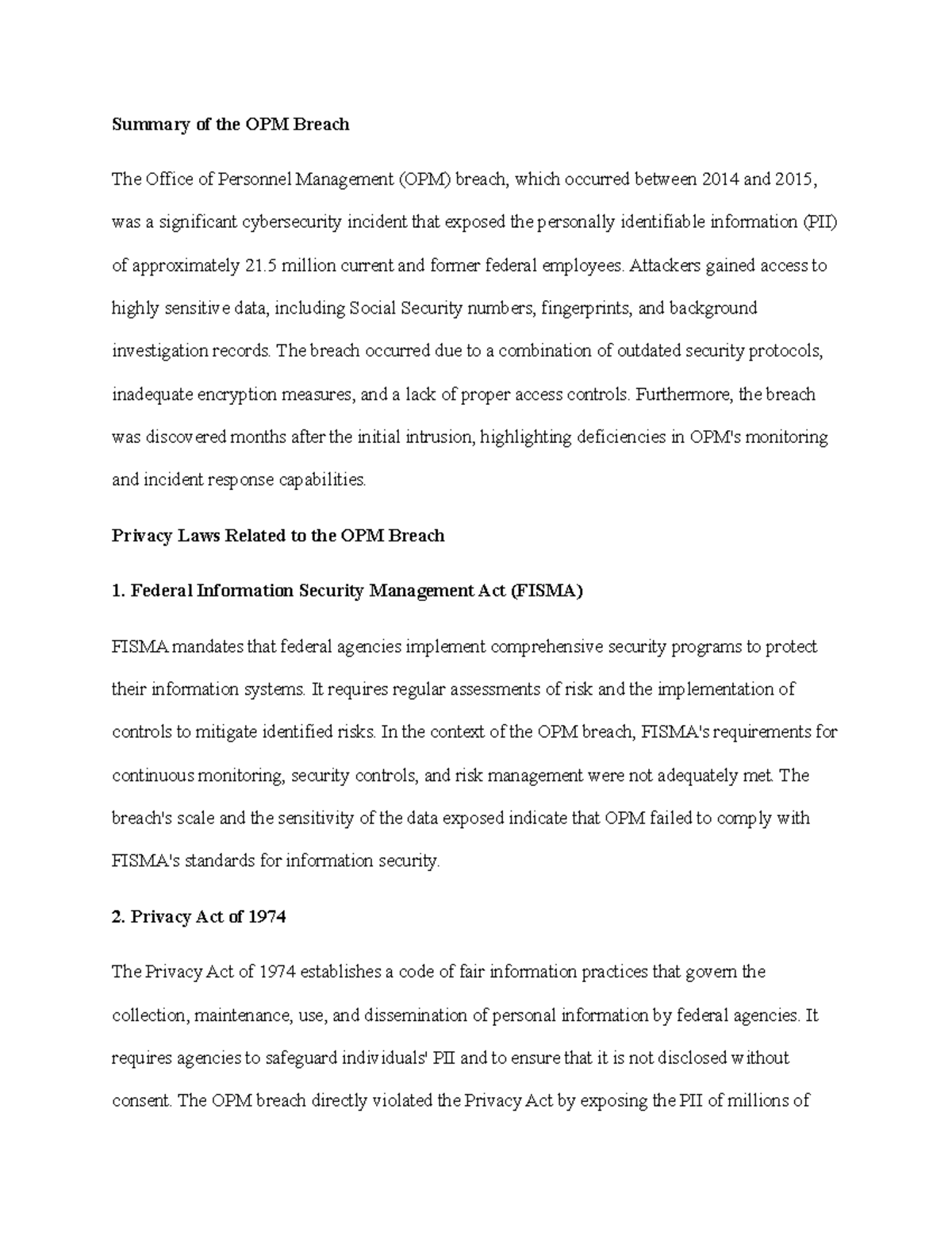 Module 4 Activity CYB 260 - Summary of the OPM Breach The Office of ...