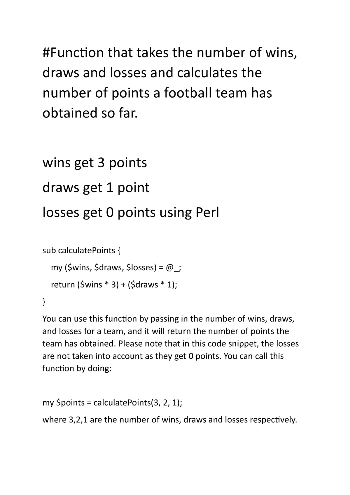 Perl  Code and Football