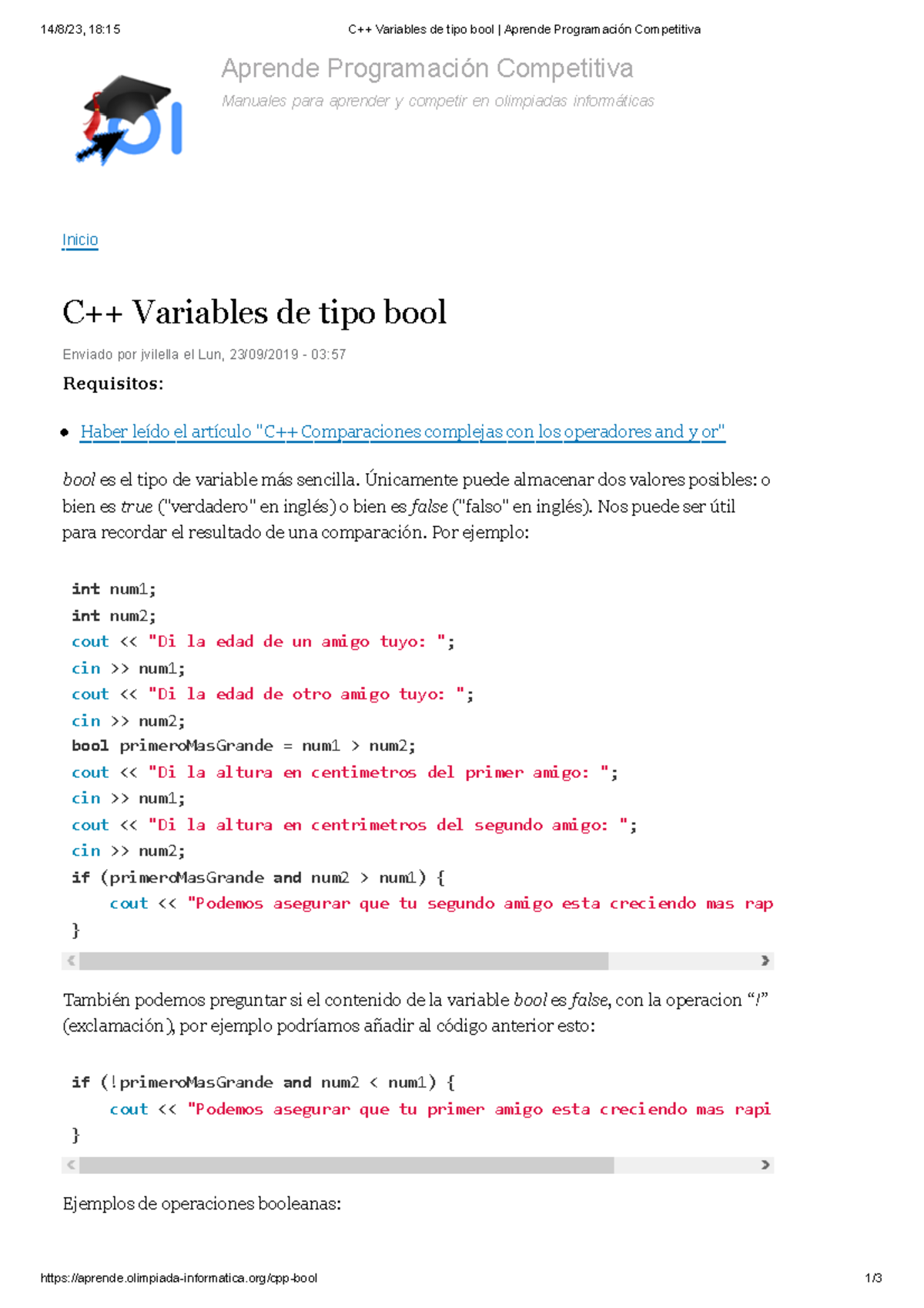 C++ Variables de tipo bool Aprende Programación Competitiva - olimpiada ...