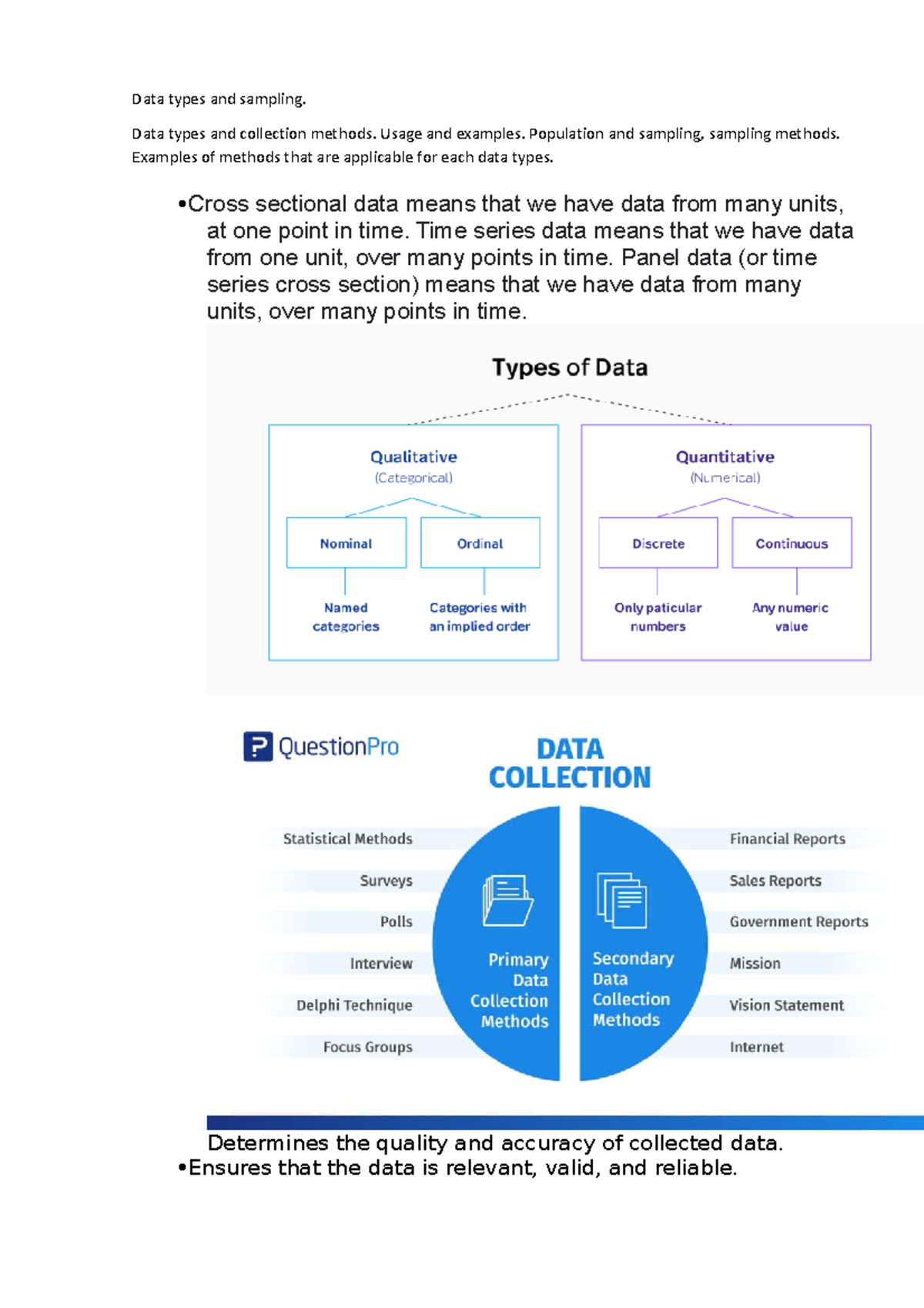 Data types and sampling - ####### Data types and collection methods ...