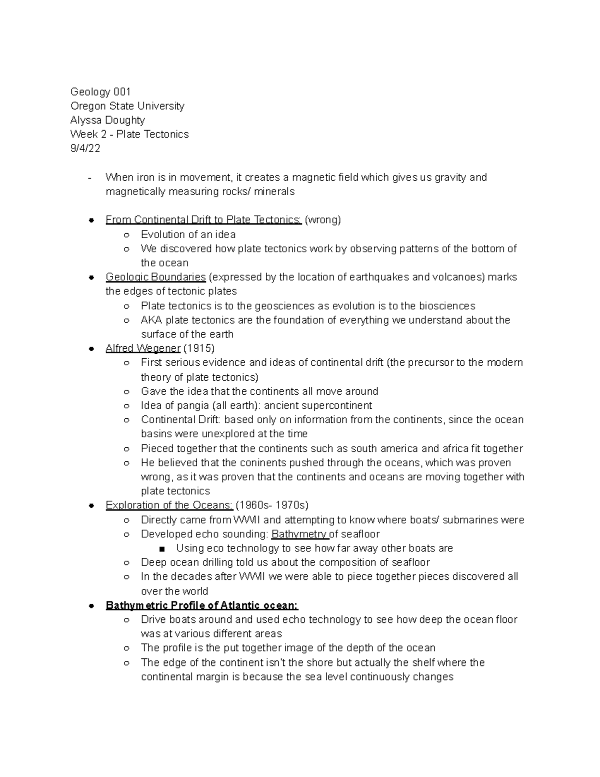 Geology Week 2 Notes - week 2 - Geology 001 Oregon State University ...