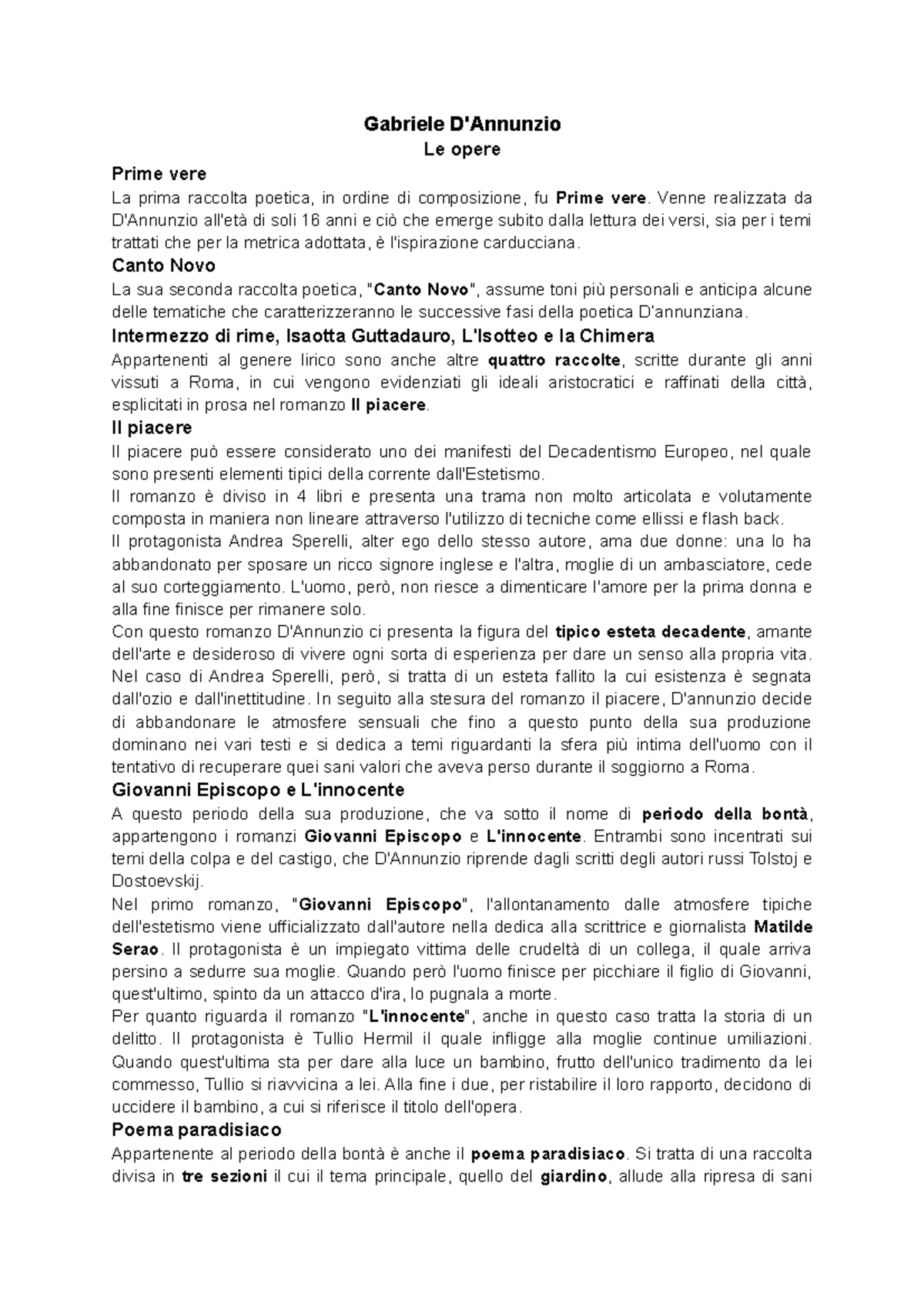 D' Annunzio - Gabriele D'Annunzio Le opere Prime vere La prima raccolta ...