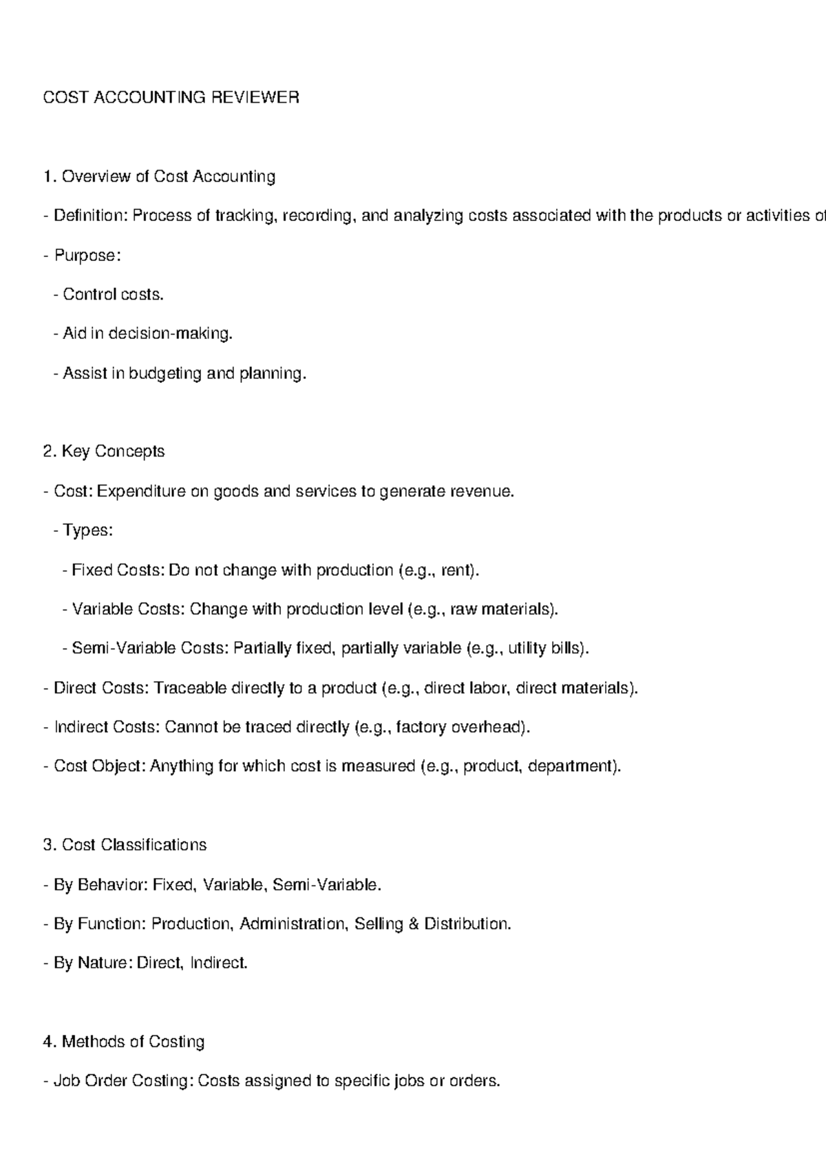 Cost Accounting Reviewer - COST ACCOUNTING REVIEWER Overview of Cost ...