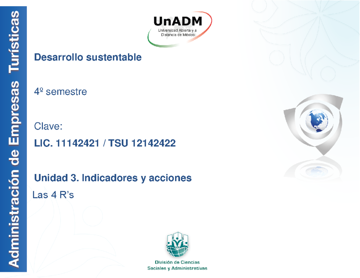 ADES U3 Contenido Nuclear Las 4 R - 4º semestre Clave: LIC. 11142421 ...