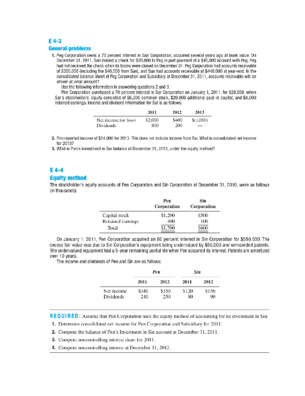 Practice question chapter 4 class - advanced accounting - Studocu
