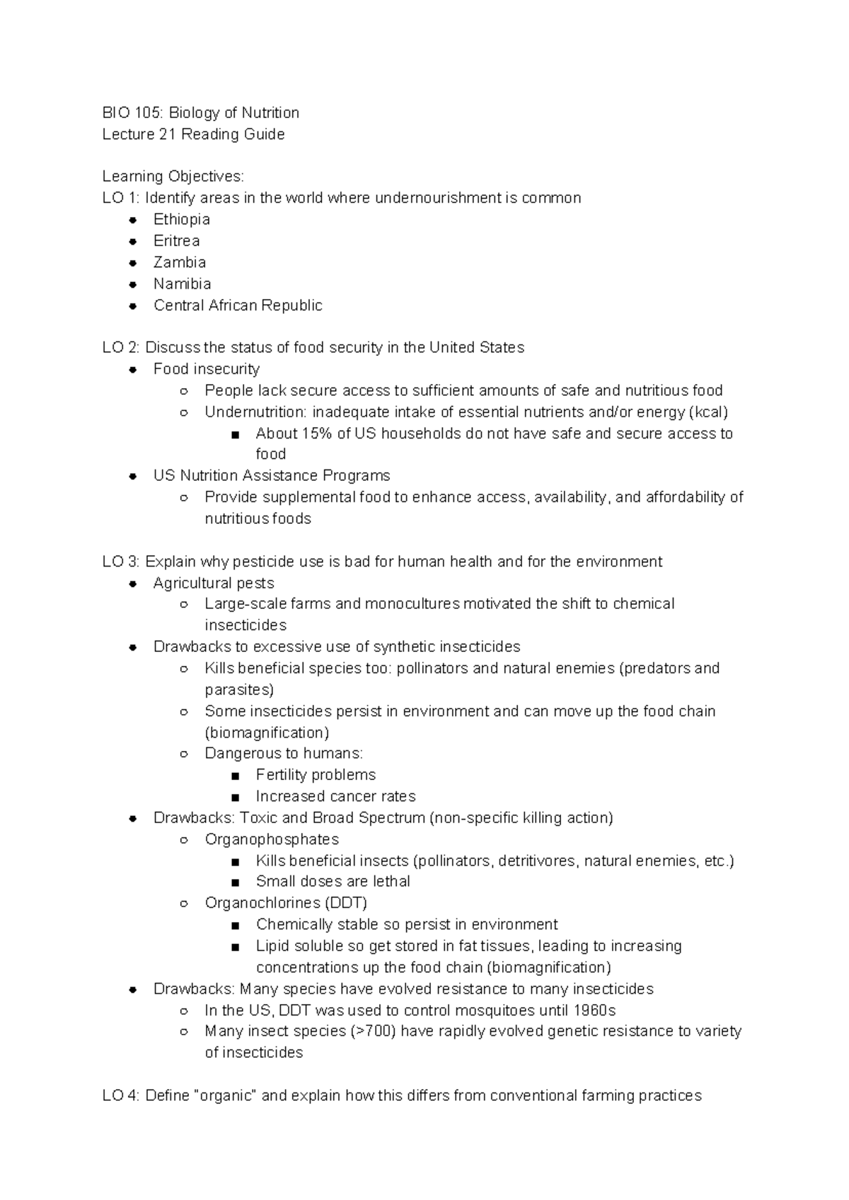 Bio 105: Lecture 21 - BIO 105: Biology of Nutrition Lecture 21 Reading ...