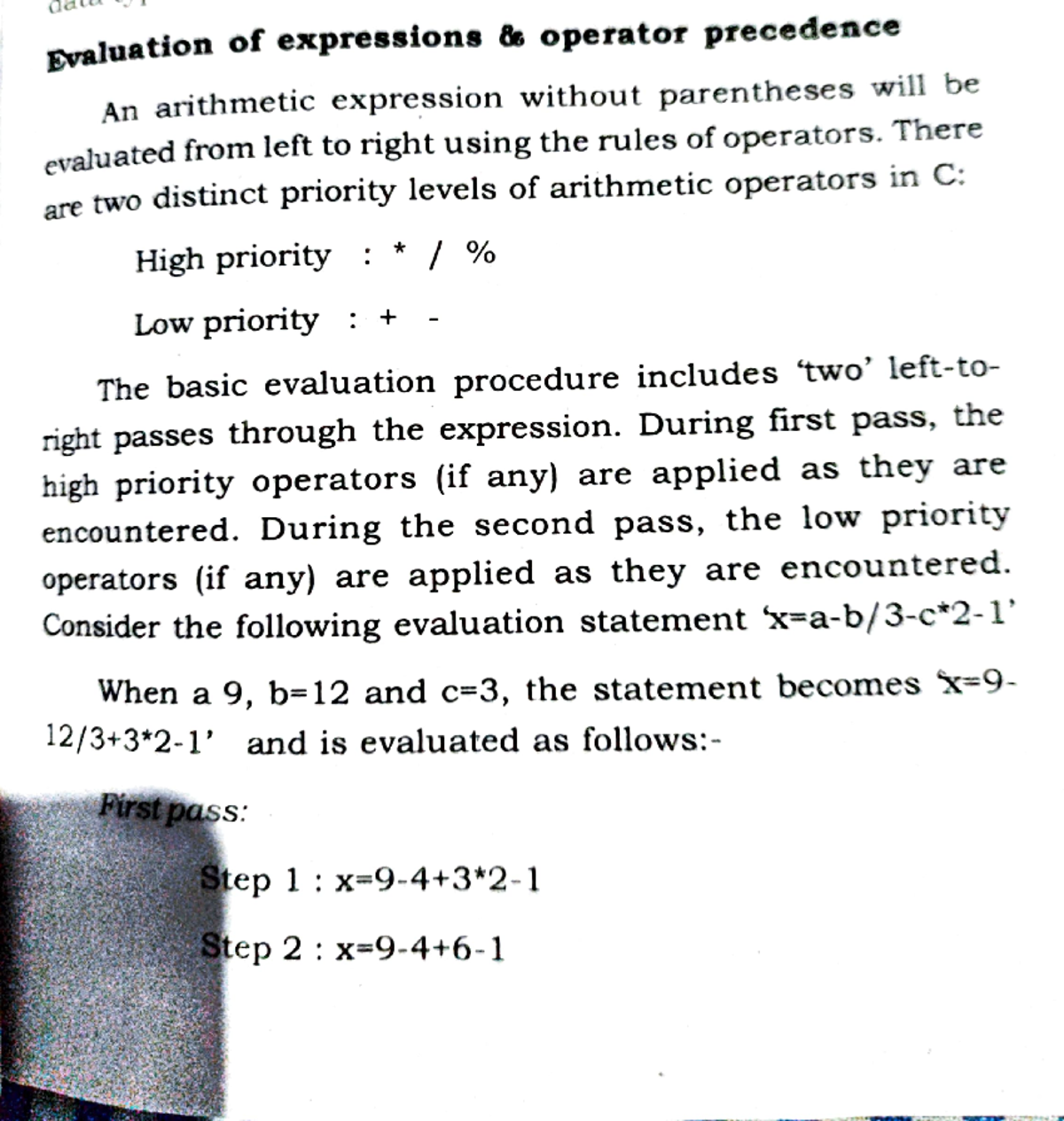 Evaluation of expressions and operator precedence - £Valuation of ...