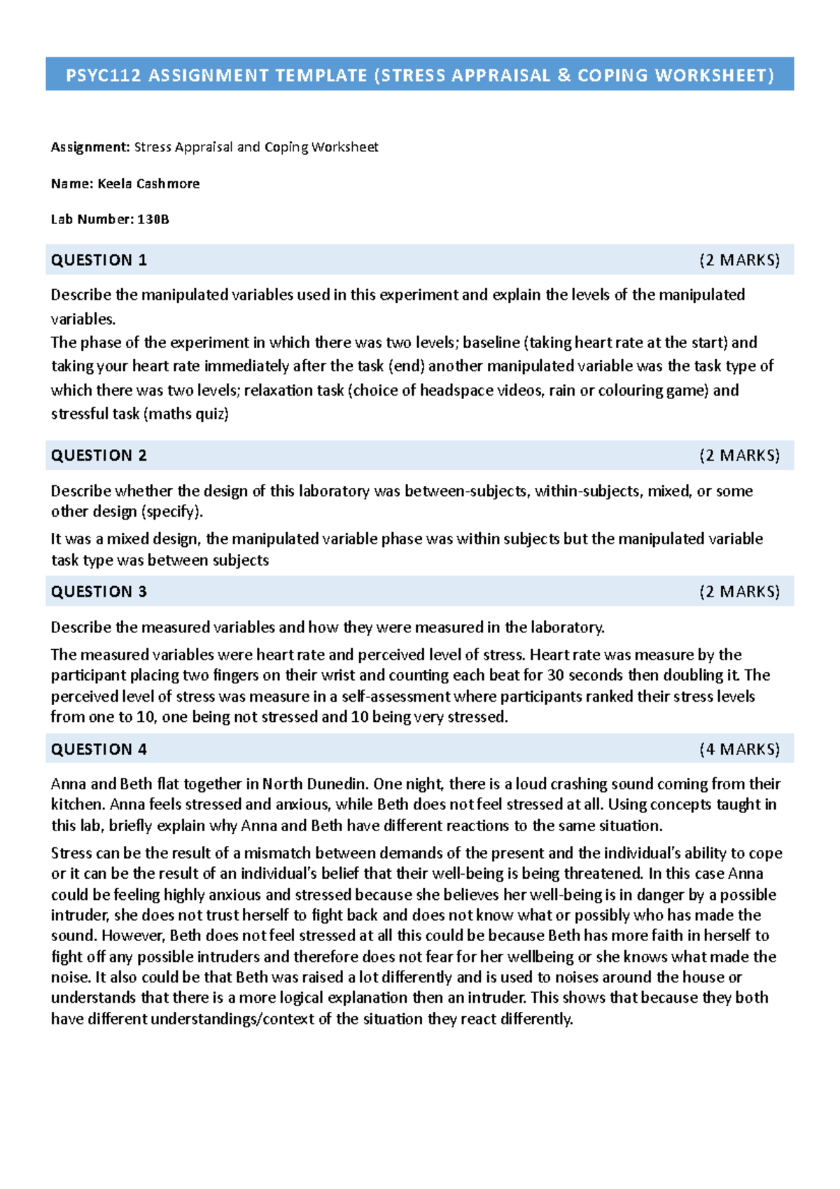 2021 PSYC112 Assignment Template - Lab 9 Stress Appraisal and Coping ...