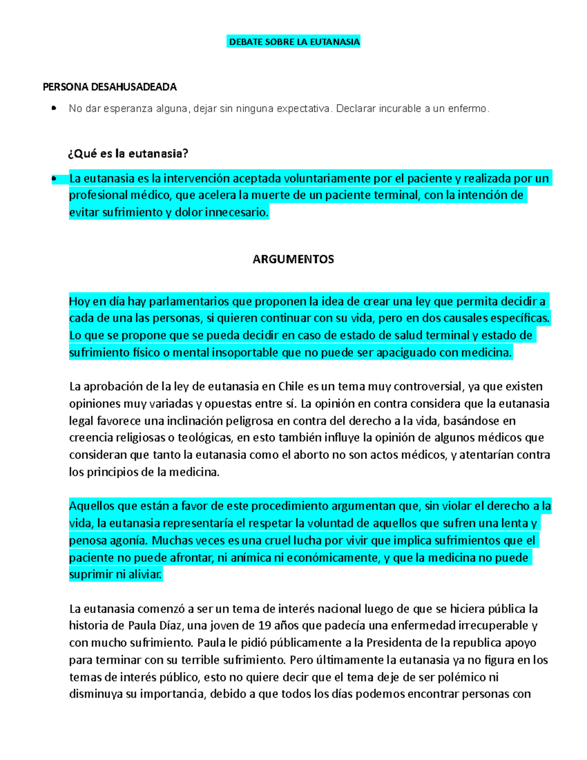 Debate Sobre LA Eutanasia - DEBATE SOBRE LA EUTANASIA PERSONA ...