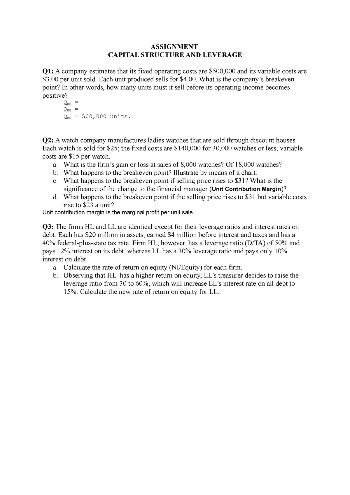 capital assignments