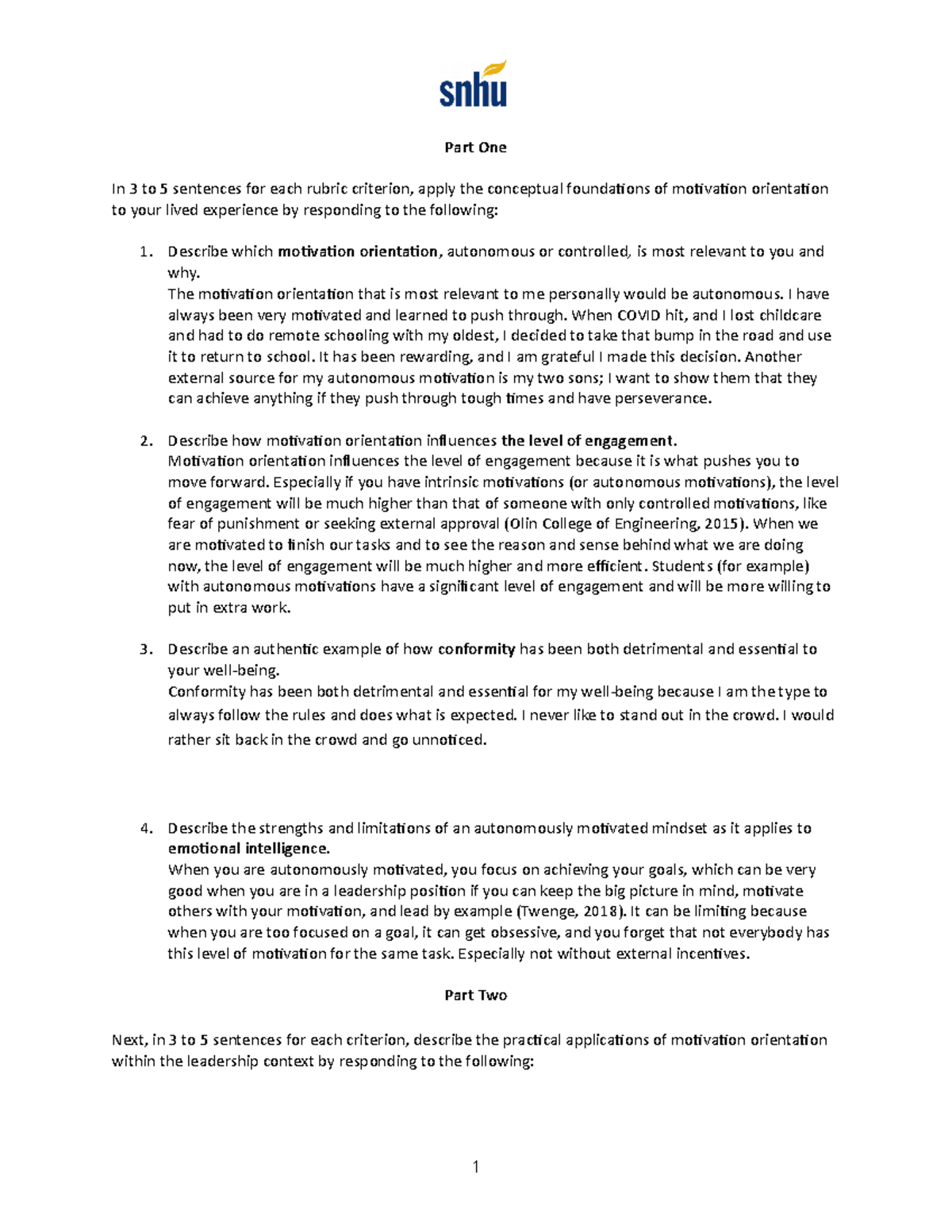 PSY 355 Module One Milestone Template Part One In 3 to 5 sentences