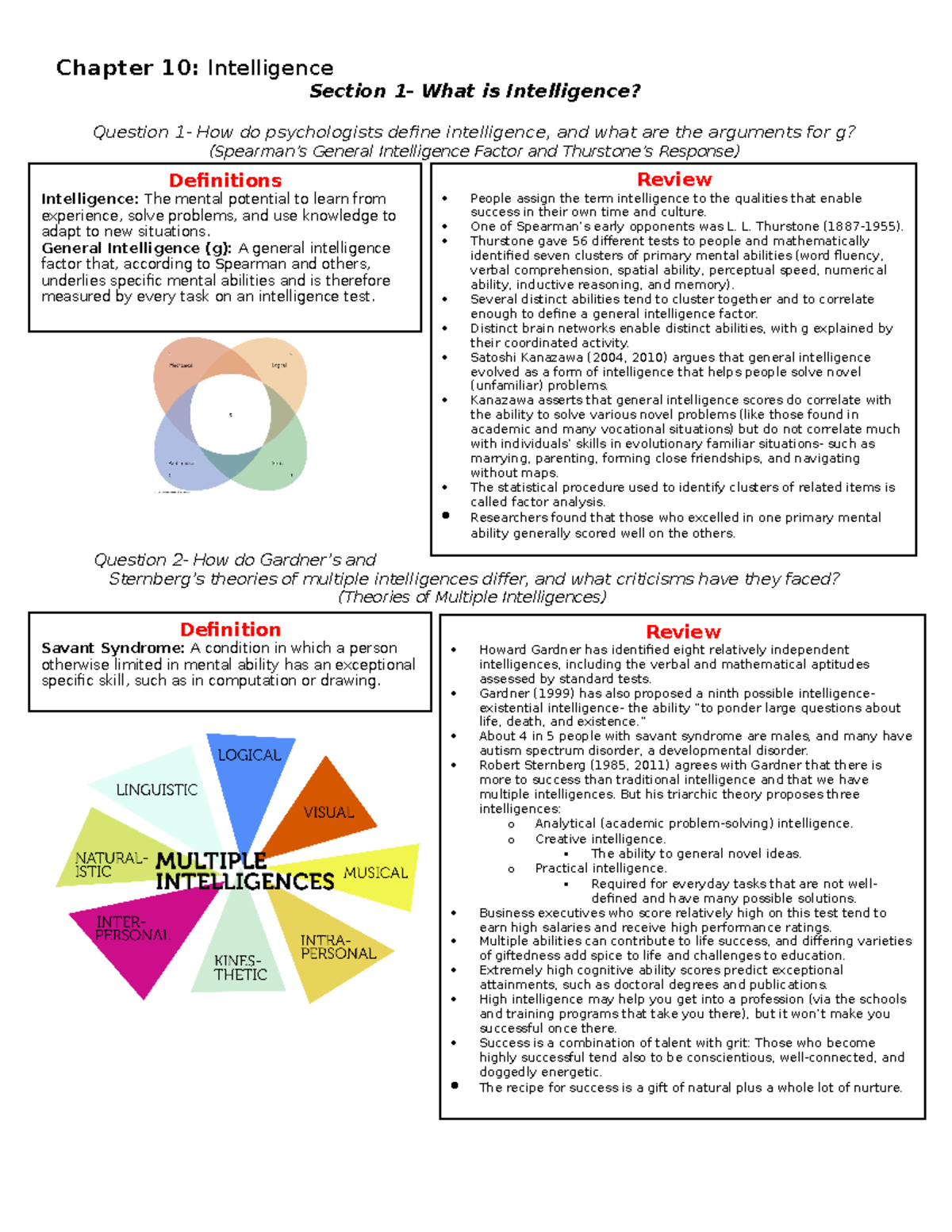 Chapter 10- Intelligence - Section 1- What Is Intelligence? Question 1 ...