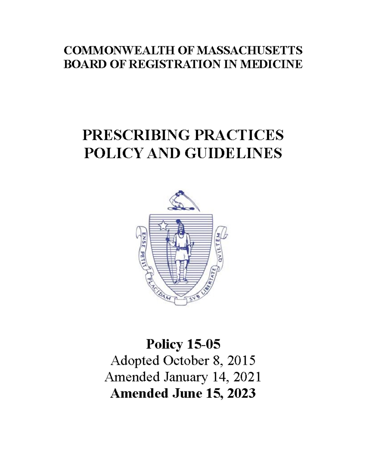 Borim Policy 15 05 amd 20230615 - COMMONWEALTH OF MASSACHUSETTS BOARD ...
