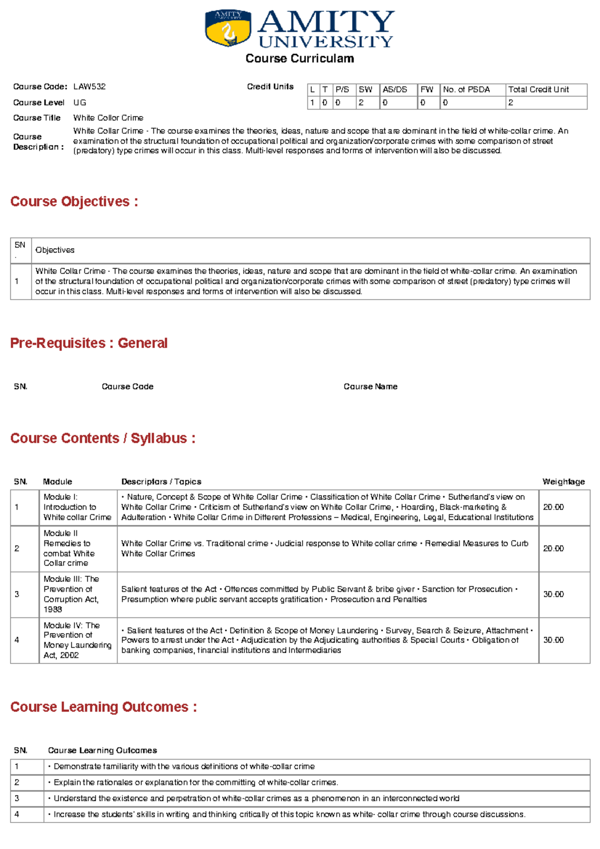 Course Curriculum (14) - Course Objectives : Pre-Requisites : General ...