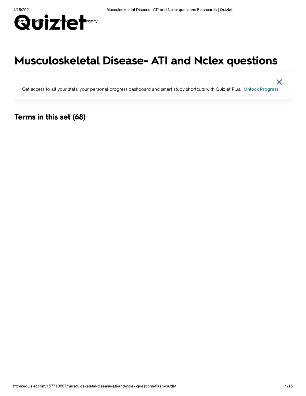 Musculoskeletal Disease ATI and Nclex questions Flashcards Quizlet